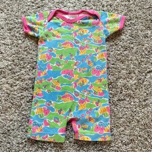 Vintage Honors 6M Baby Fish Print Romper Bodysuit Colorful Infant Summer‎ Outfit